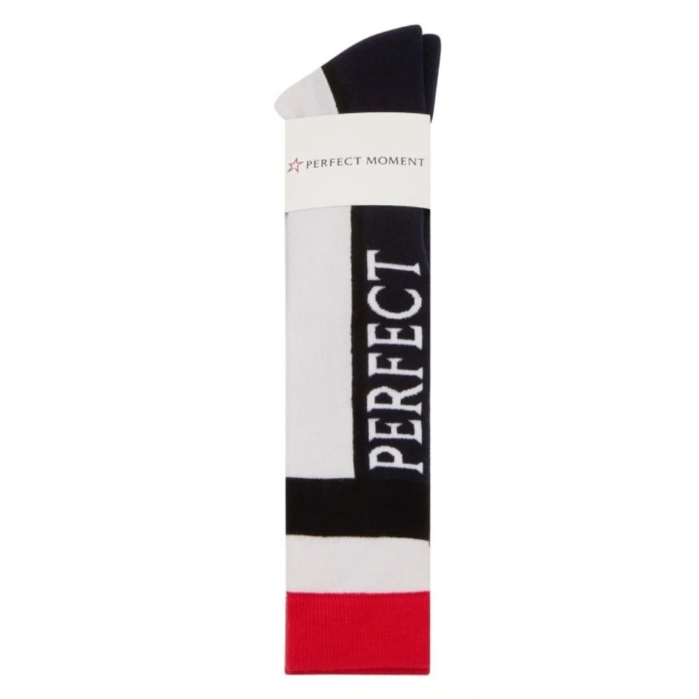 Perfect Moment Ski Socks Unisex Medium Navy White Red Colorblock Logo